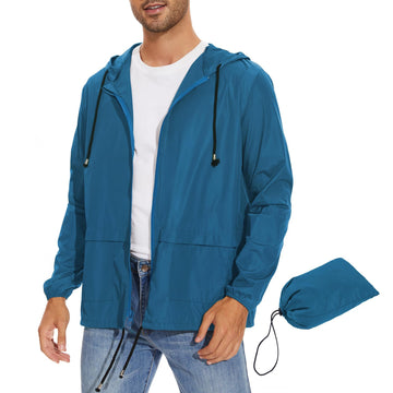 Men's Lightweight Waterproof Raincoat - Hooded Outdoor Windbreaker