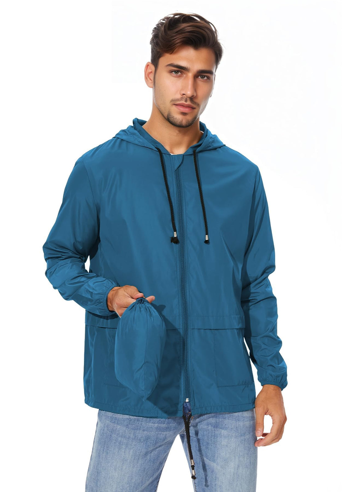Men's Lightweight Waterproof Raincoat - Hooded Outdoor Windbreaker