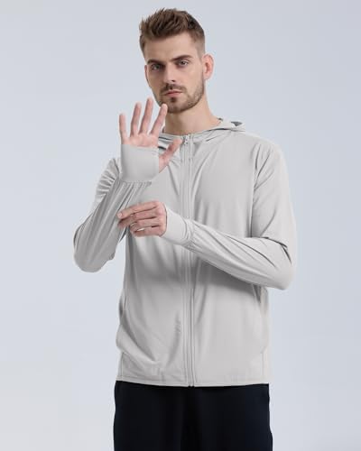 Men's UPF 50+ Sun Protection Lightweight Full-Zip Hooded Jacket for Outdoor
