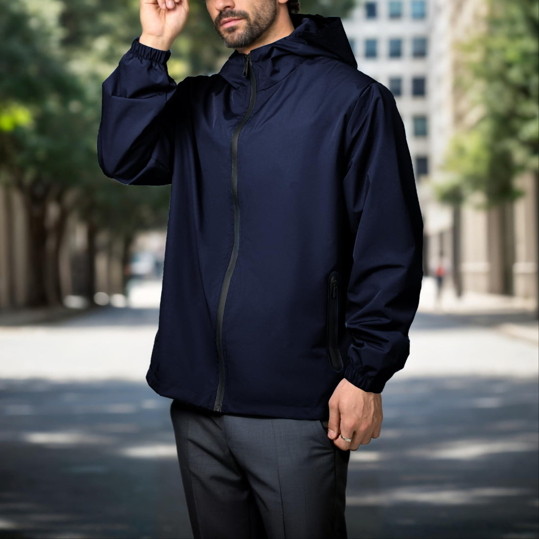Men's Lightweight Waterproof Windproof Raincoat with Hood