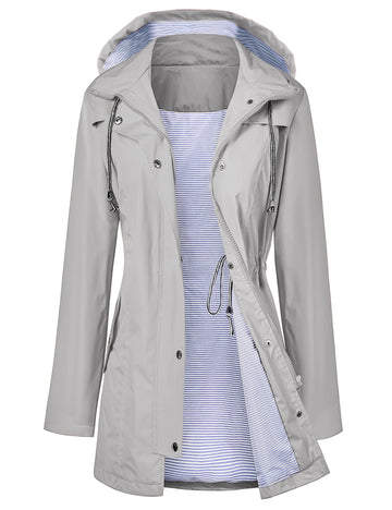 Women's Waterproof Long Hooded Travel Jacket