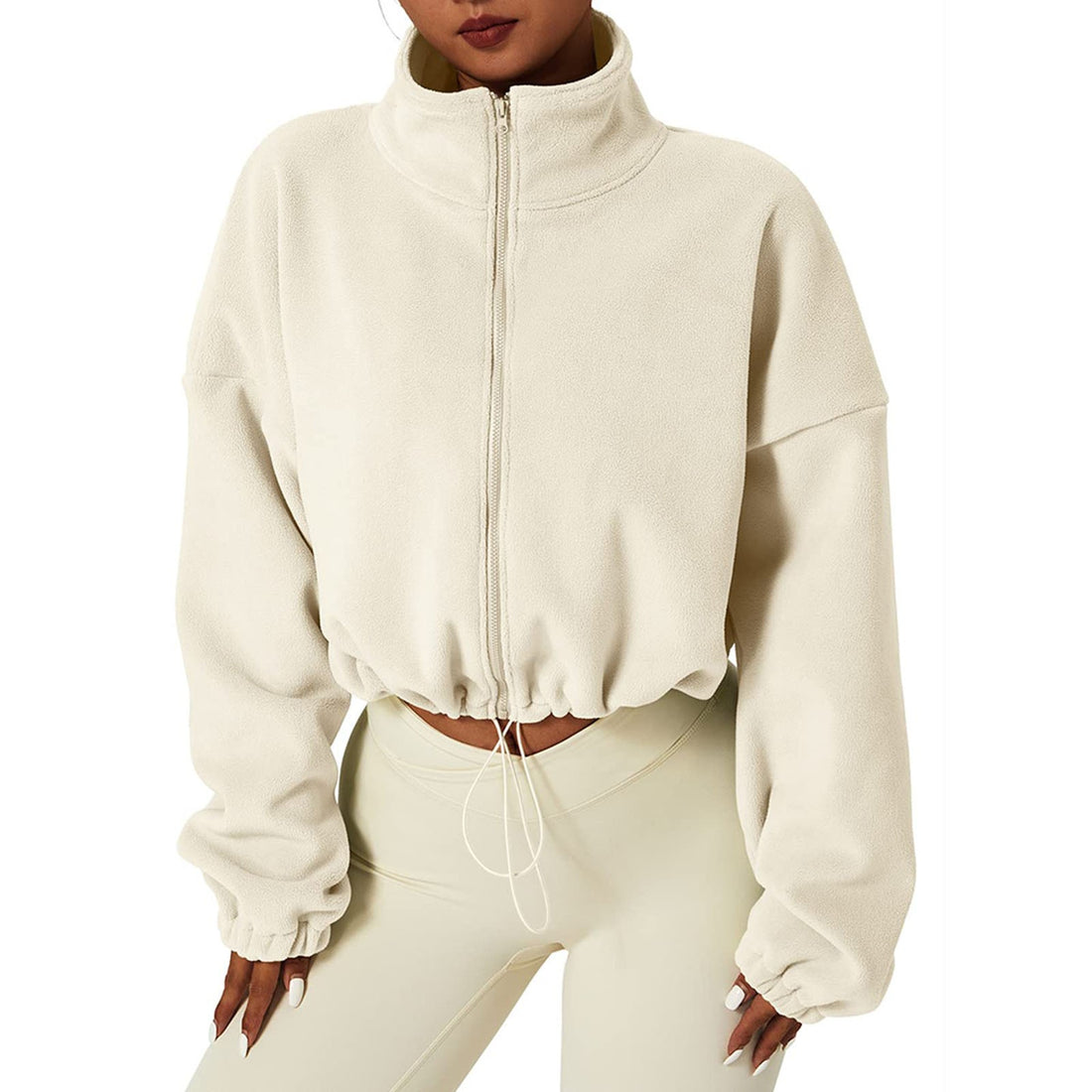 Full-Zip Oversized Wool Sweatshirt