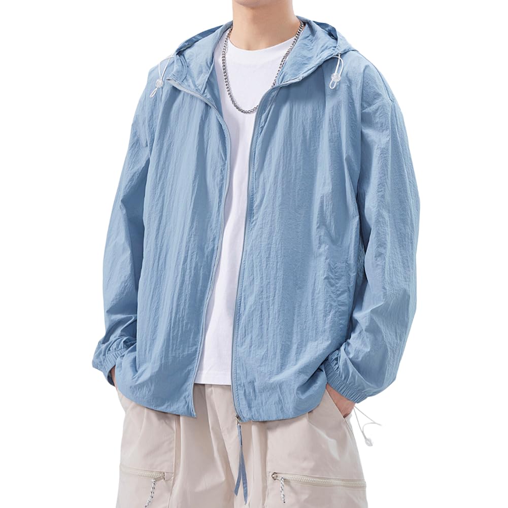 Men's UPF 50+ Hooded Sun Jacket for Hiking, Fishin